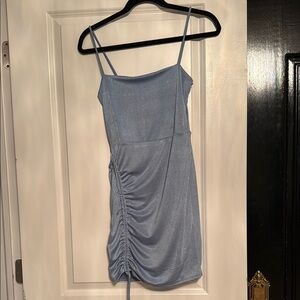 Light Blue Ruched Mini Dress